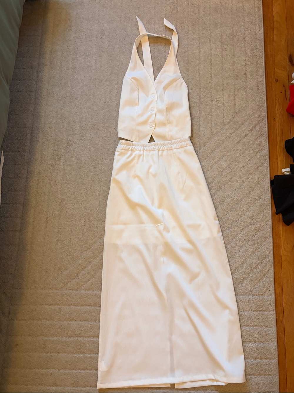 Commense White Halter Top n Matching Skirt